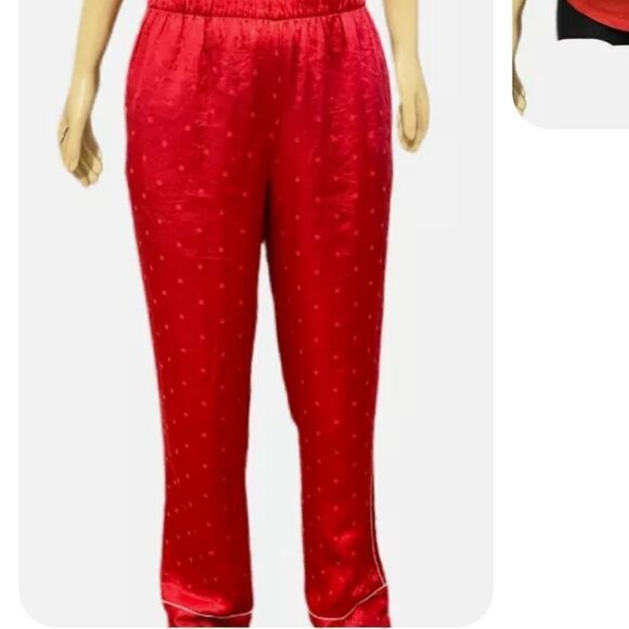 Victorias Secret Silky Satin thick pants & soft bling Angel top pajama set red L - Picture 5 of 13